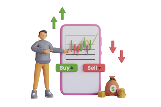 Investitore che monitora i risultati di trading su Luce Crescoro